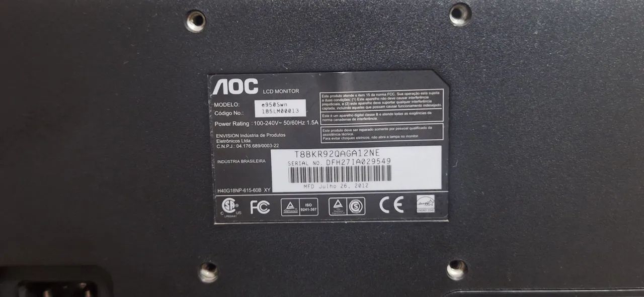Monitor AOC e950Swn 18,5 Polegadas (Com Defeito) - Foto 3