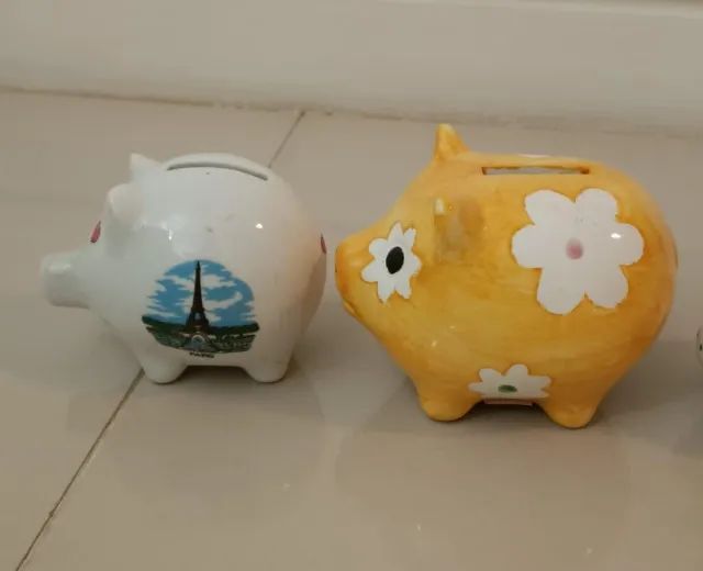 Kit 4 miniaturas cofrinhos em porcelana - Foto 3