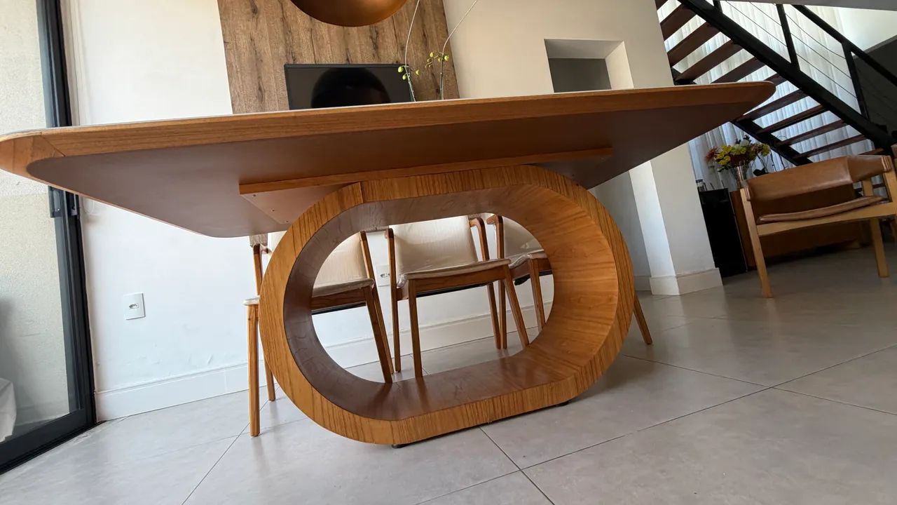Mesa de Jantar Madeira Maciça com Tampo de Vidro + 6 Cadeiras - Foto 3