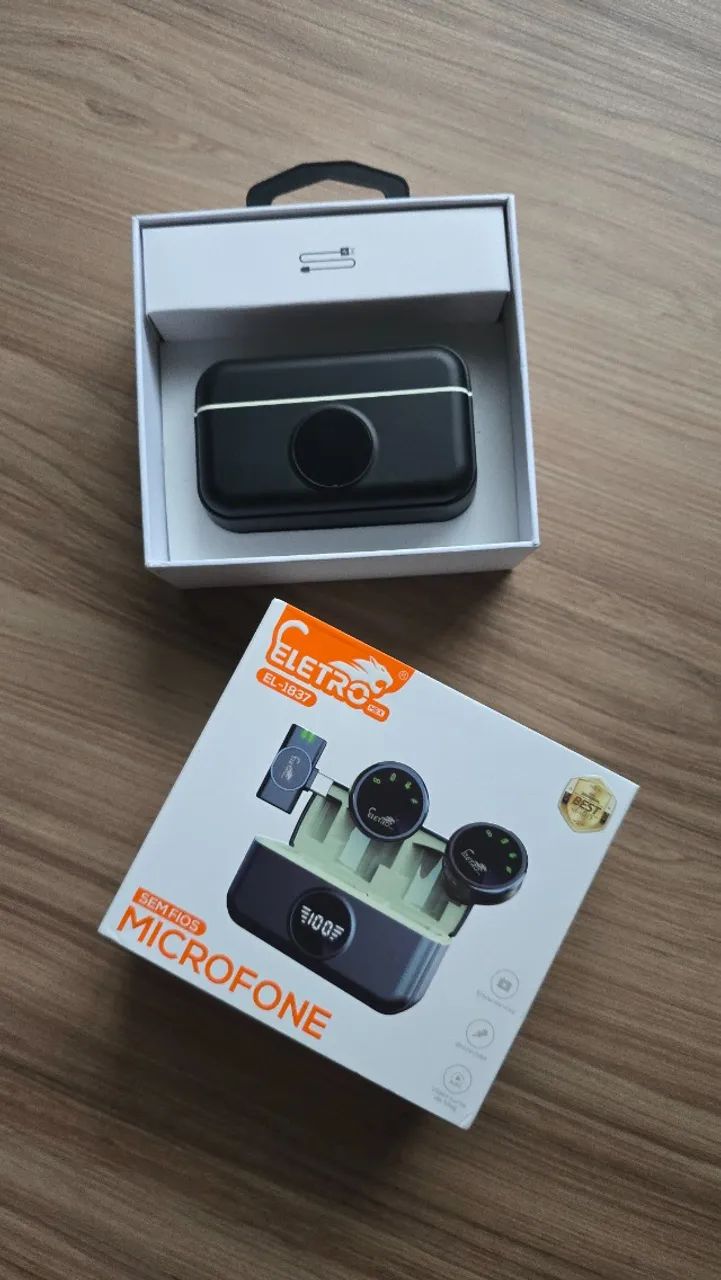 Microfone Lapela Sem Fio Eletro Mex El-1837 - Usb C Cor Preto - Foto 5