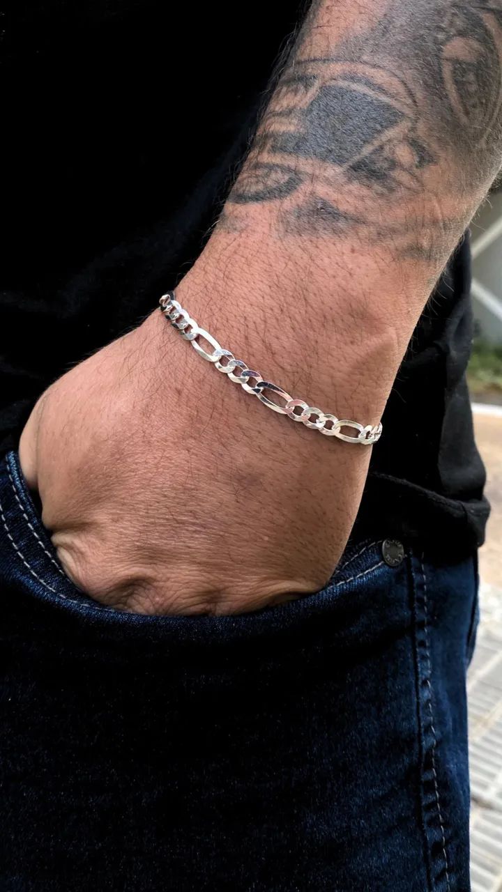 Pulseira prata 925 legítima 4mm grumet 3x1 