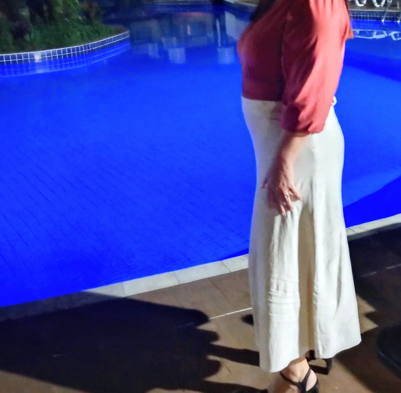 Saia em linho e bory malha fria veste 44  - Foto 2