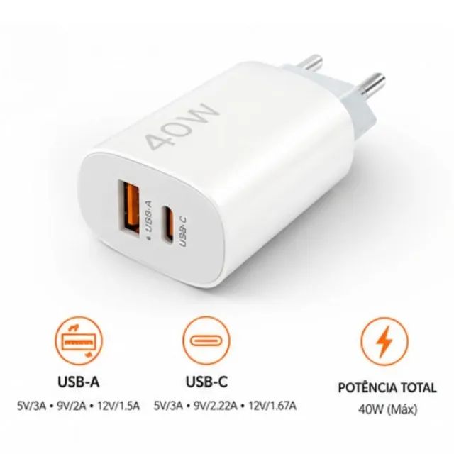Carregador turbo 40w com cabo Usb tipo C - Foto 3