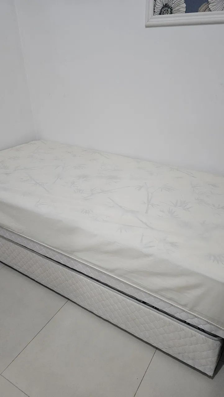 Cama Box Solteiro + Colchão de Molas Tecido Bambu (190x88 cm) - Foto 3