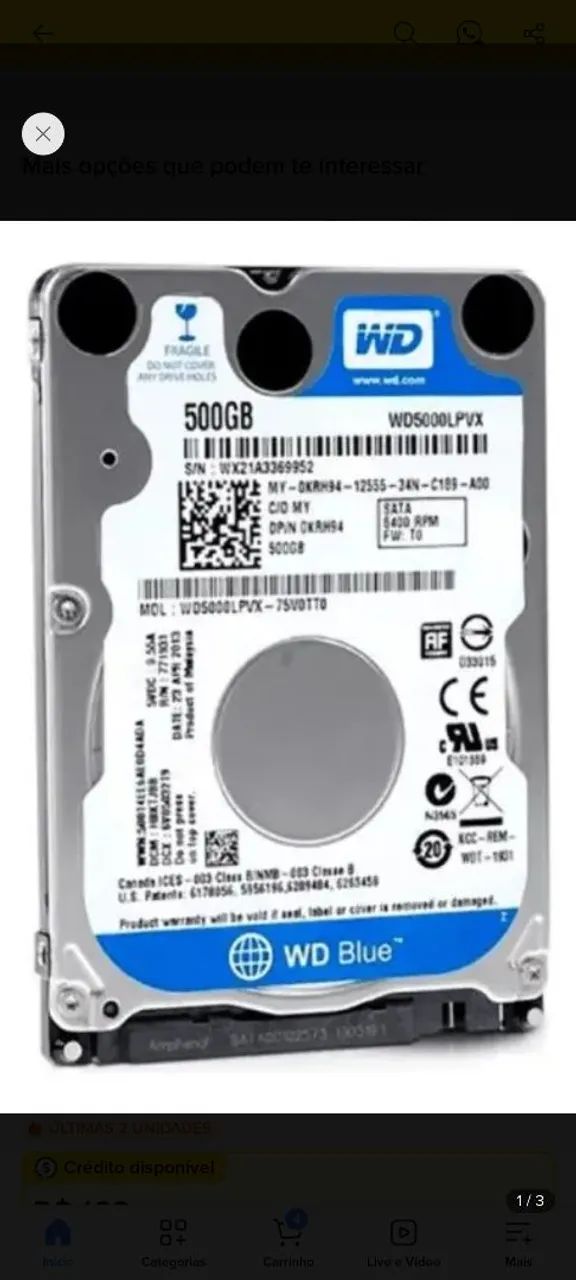 HD 500gb notebook 
