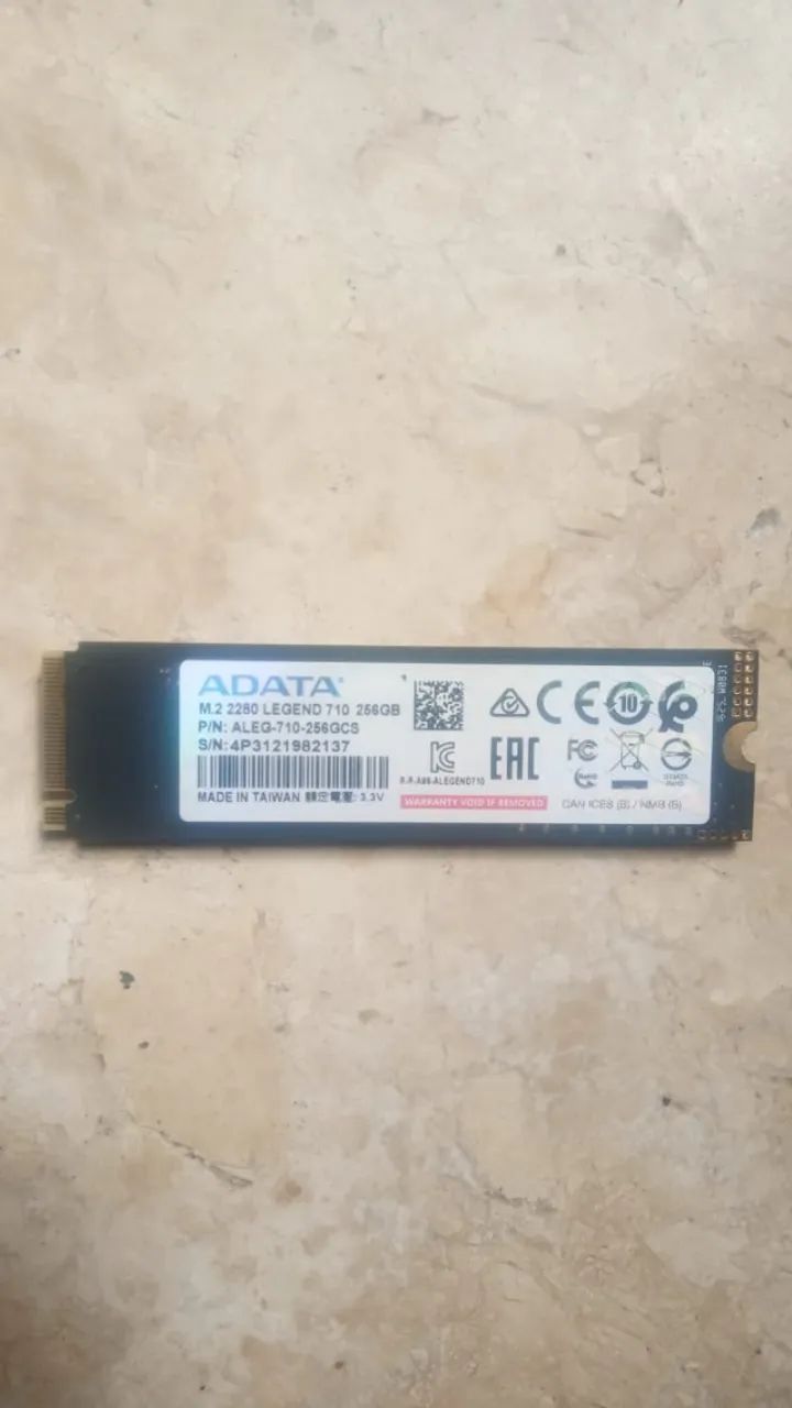 Nvme Adata Legend 710 | 256GB | Testado Perfeito - Foto 2