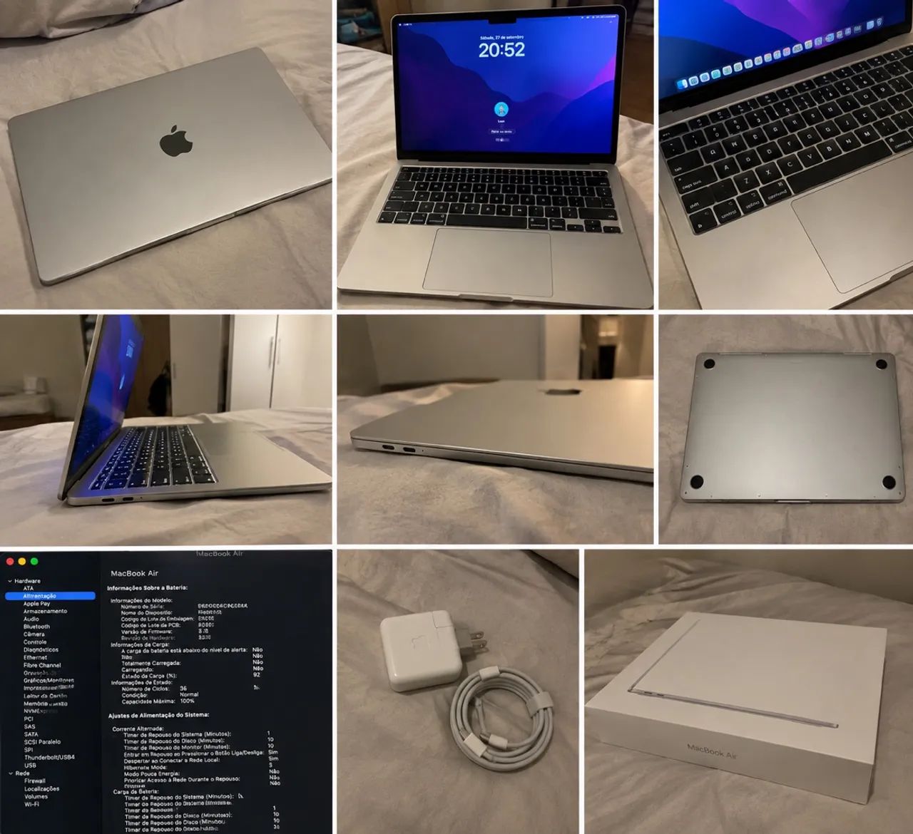 MacBook Air 13 M5 16GB 512GB Silver | Bateria 100% | 36 Ciclos