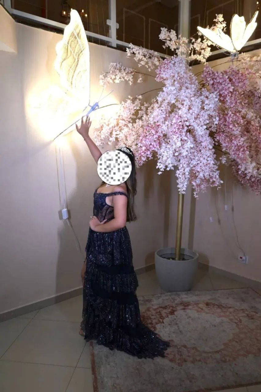 Vestido elegante azul marinho - Foto 5