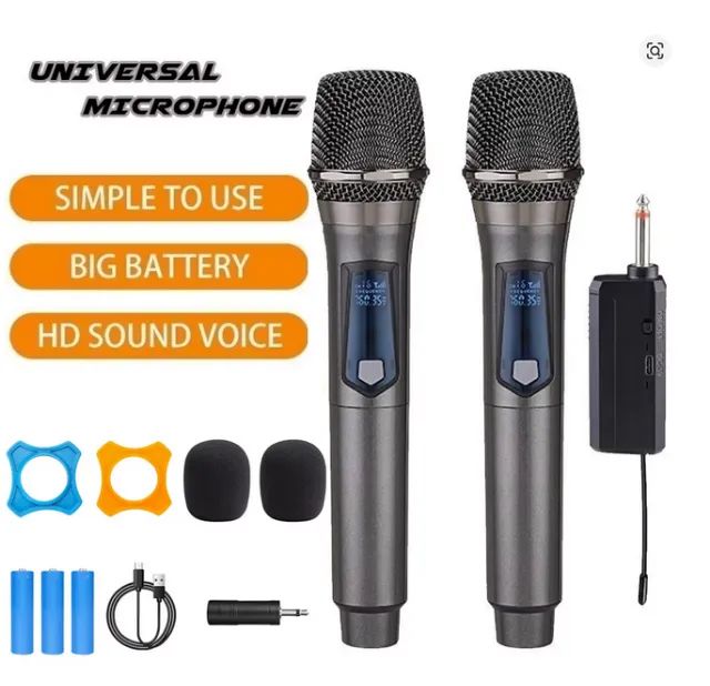 Microfone sem fio 2 canais uhf profissional 