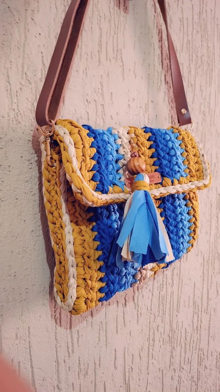 Bolsa crochê forrada  - Foto 3