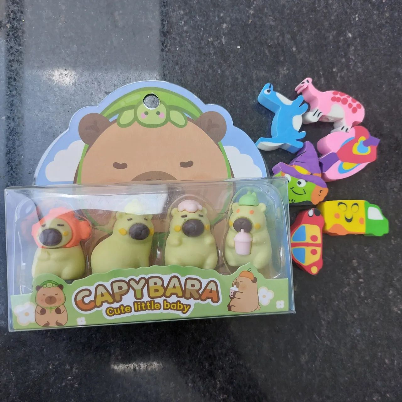 Kit Borrachas Infantil Capivara e Tab Squishy. - Foto 2