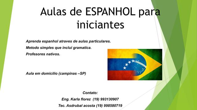 Aulas de espanhol particular