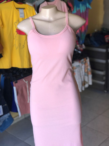 vestido canelado rosa bebe