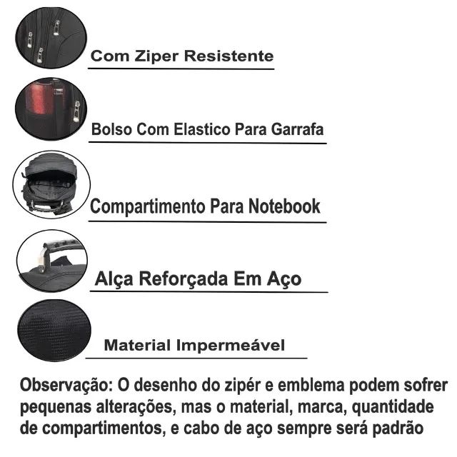 Mochila Masculina MPower 3D com Alça Reforçada C/Cabo de Aço e USB - Foto 2