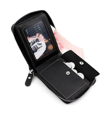 Carteira masculina de couro com zíper, porta cartao e moedas - Foto 3