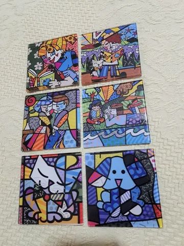 Quadrinhos porta copo do Romero Britto