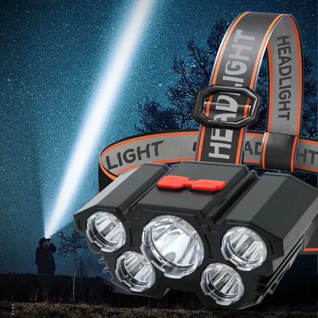 Lanterna de cabeça led de longa distância com luz forte para pesca e atividades  ar livre. - Foto 6