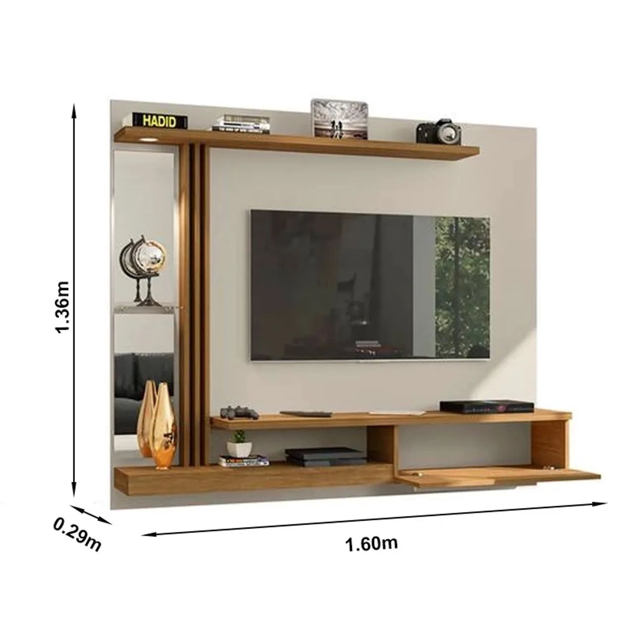 Painel  C/LED e Detalhe Ripado Larg. 1.60m Para TV até 55 Polegadas rf654 - Foto 2