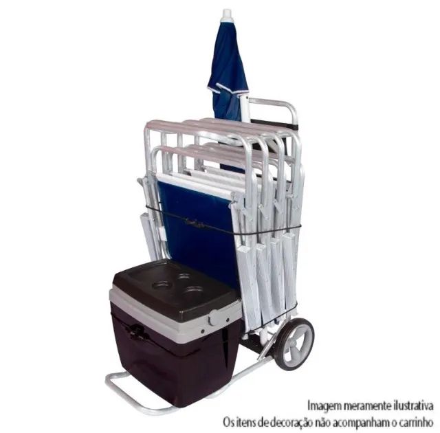 Carrinho De Praia Vira Mesa Avanço Cooler Cadeiras Guardas Sol Caixa Termica Mor - Foto 4