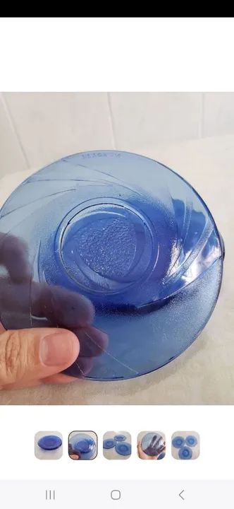 Jogo com 3 pires de café NadirFigueiredo<br>cor azul, trabalhado <br>usado em estado de novoJofo - Foto 5