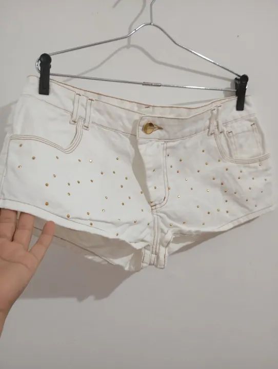  shortinho jeans branco da city blue   - Foto 3
