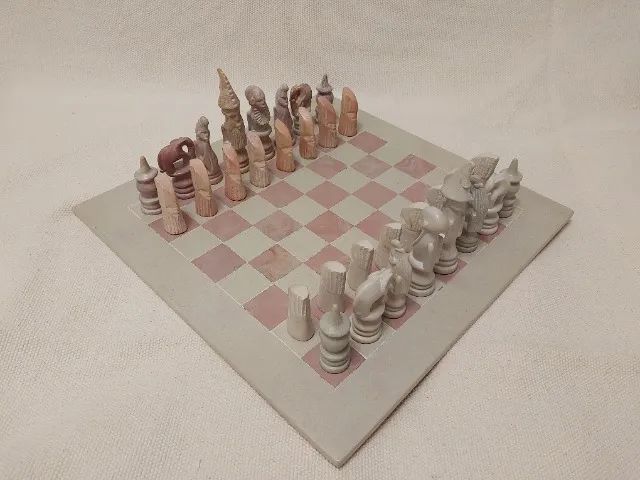 Jogo de Xadrez Africano de Pedra Artesanal