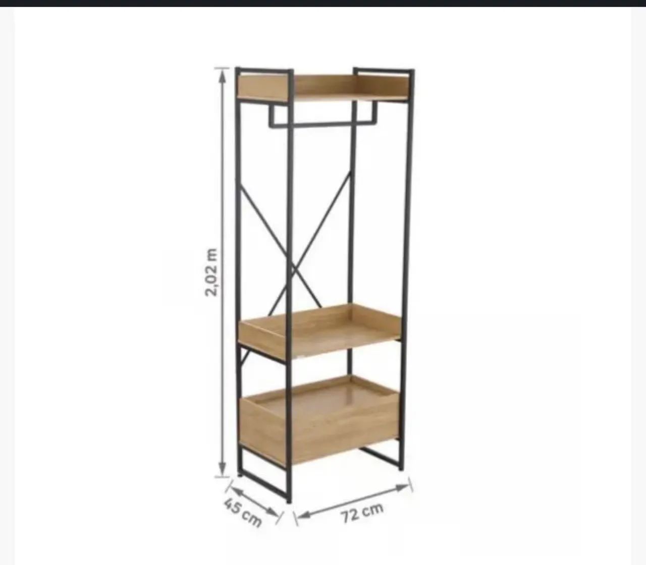 Closet novo com 1 Gaveta 2 Prateleiras e 1 Cabideiro, cor freijó e preto fosco