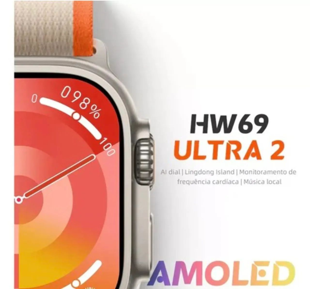 Smartwatch HW69 Ultra 2 Amoled de 2,1 polegadas, chamada Bluetooth - Foto 2