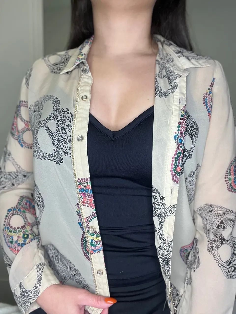 Camisa Estampada Caveira Marisa 40 - Foto 4