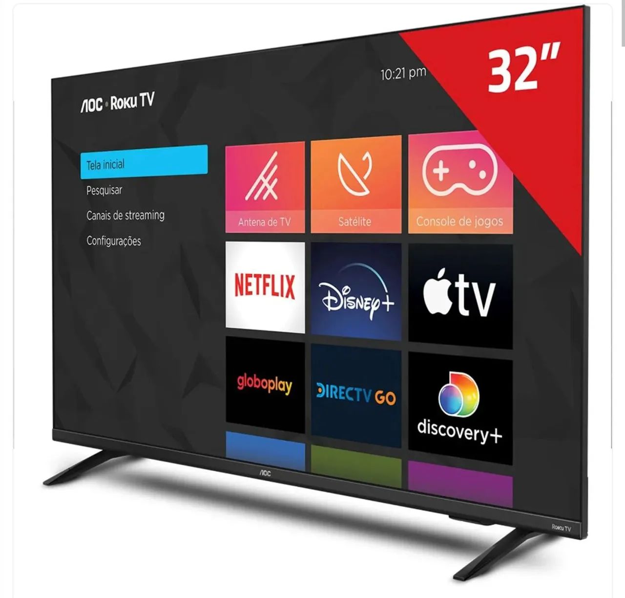 Smart TV AOC Roku TV 32" HD SÉRIE 5135 Preto