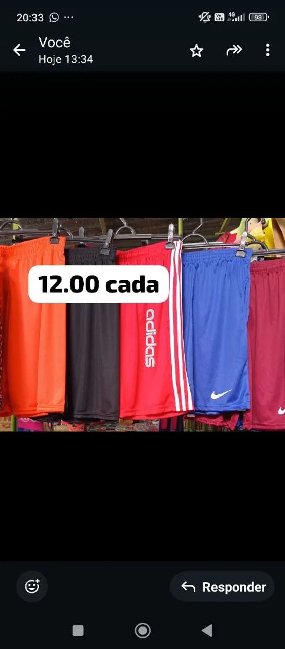 Shorts esportivos variados - R$12,00 cada