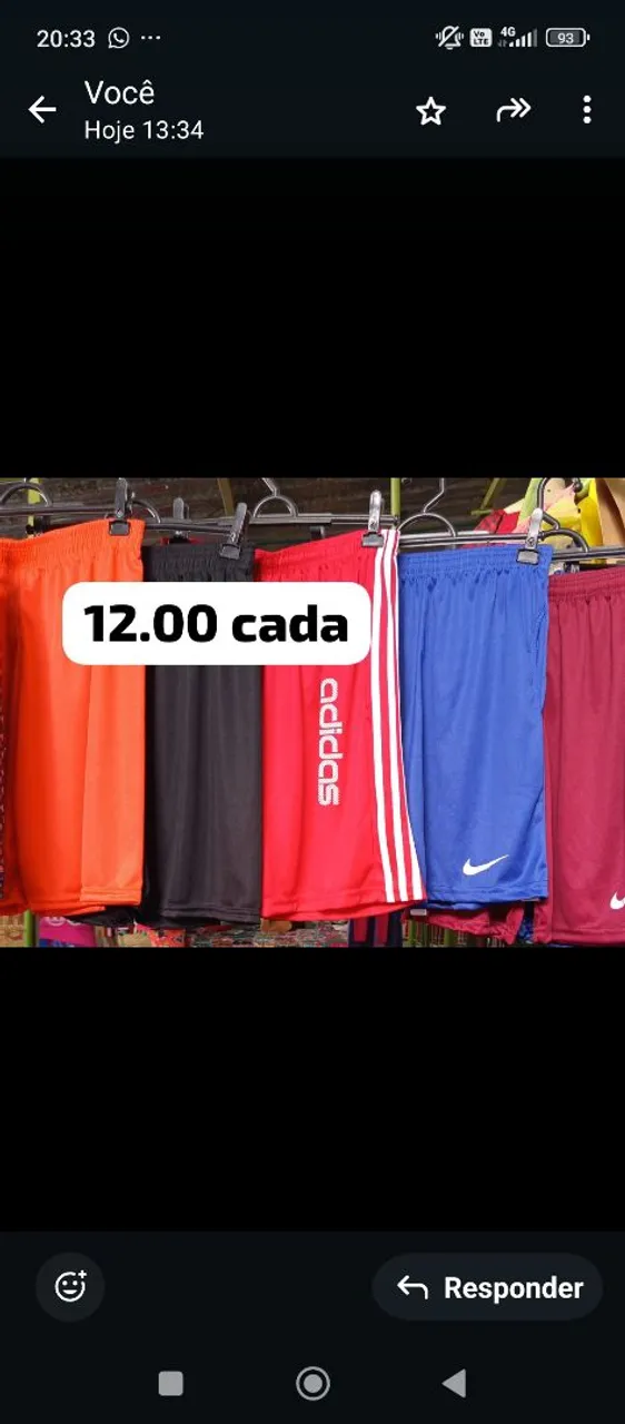 Shorts esportivos variados - R$12,00 cada