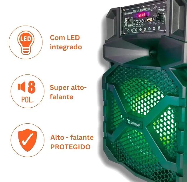 Caixa de Som Portátil Amplificada Sumay Sm-Cap46 Advance II 270W