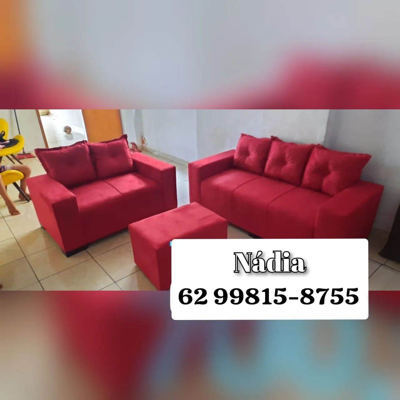 Sofá em promoção vermelho ___001