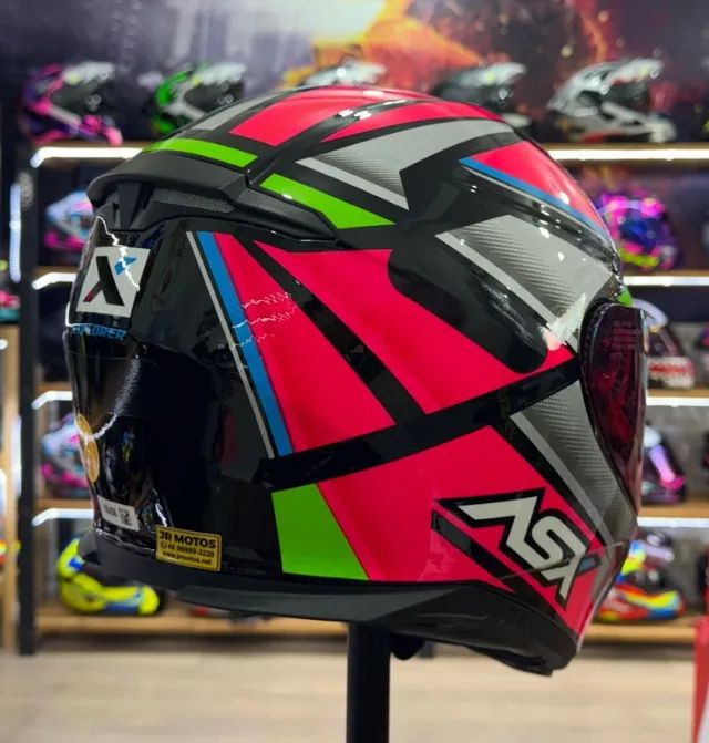 Capacete ASX Eagle Explorer, Preto / Rosa / Prata, CARTÃO 12X - Foto 4