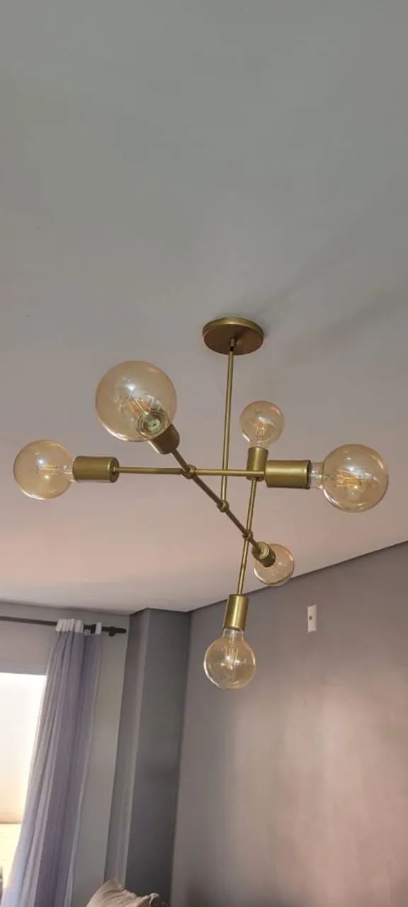 VENDO Lustre Pendente Sputnik Gun - Dourado com fio ajustável 