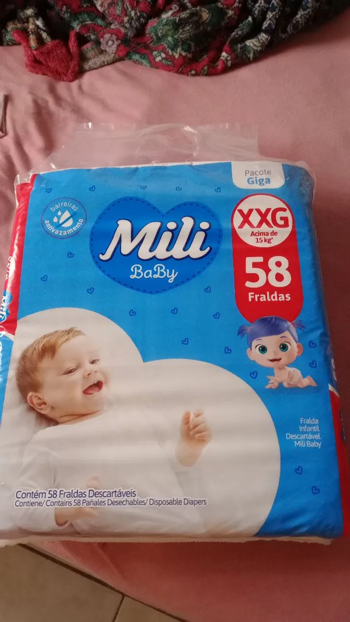 Fraldas Mili Baby XXG - 58 Unidades