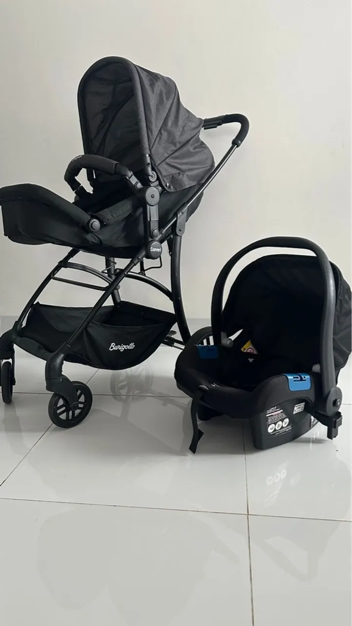 Carrinho de Bebê Convert 2 em 1 + Bebê Conforto e base