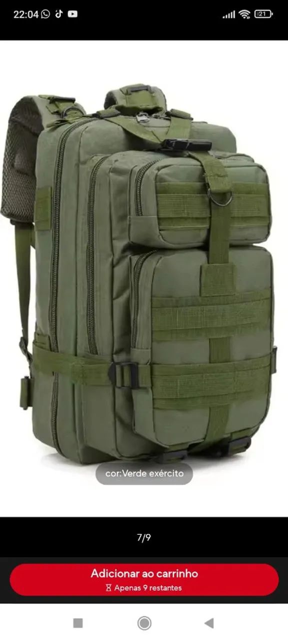 Mochila tática toda reforçada só $100