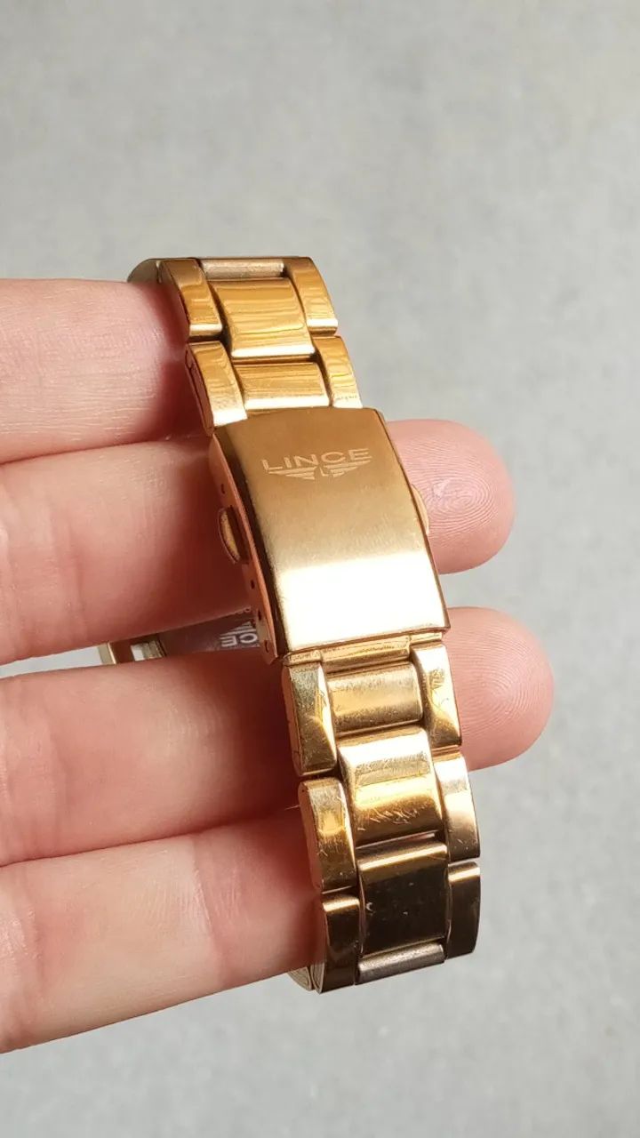 Relógio Lince Dourado com strass resistente a agua - Foto 5