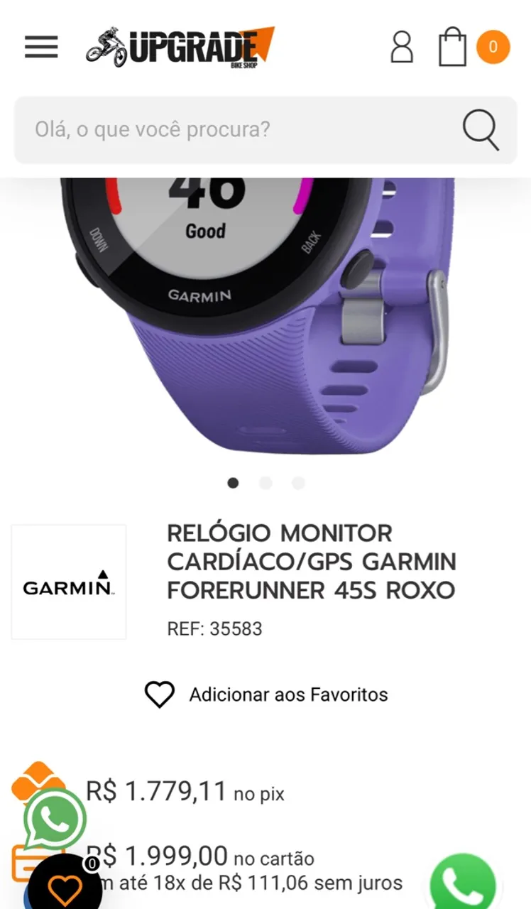 Garmin Fornerunner 45S Roxo