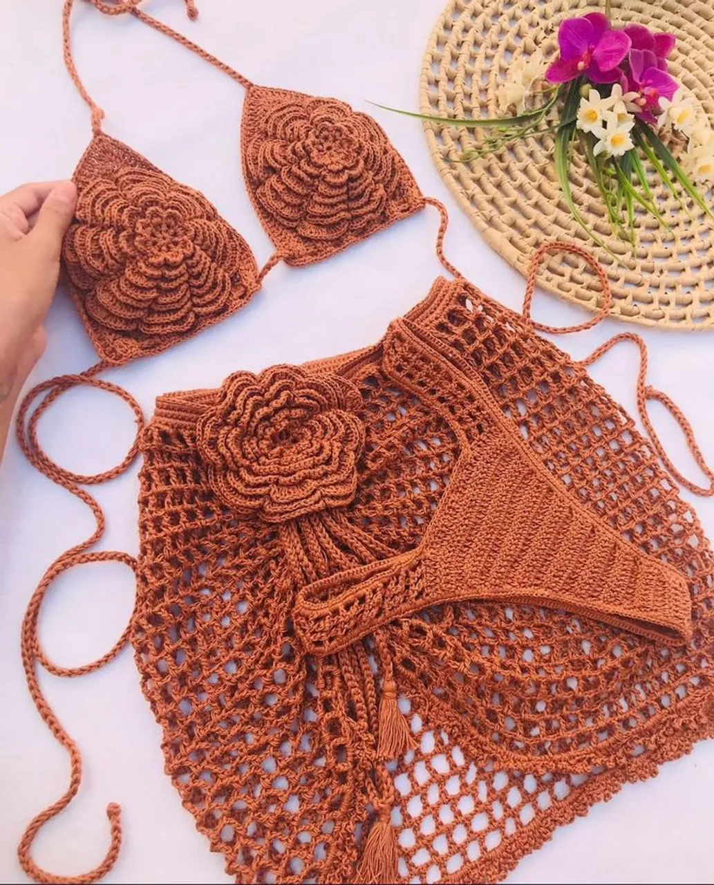 Conjunto de Biquíni Crochê Praia Verão