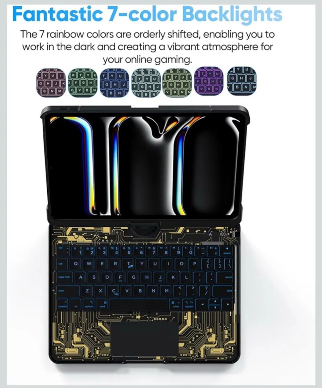 Case para iPad com Teclado e Touchpad - Tela sensível, gestos e design moderno - Foto 3