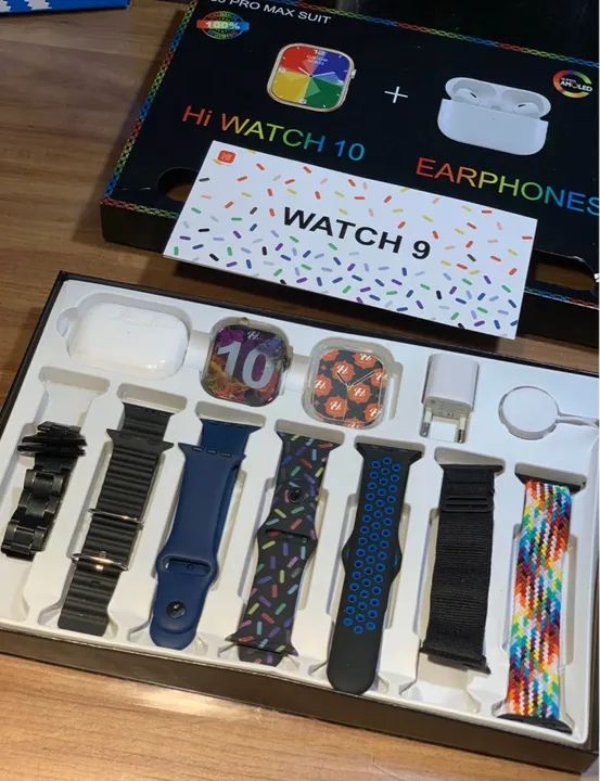 Relógio Smartwatch 9 Lançamento Kit Completo com pulseiras, fone de ouvido e relógio