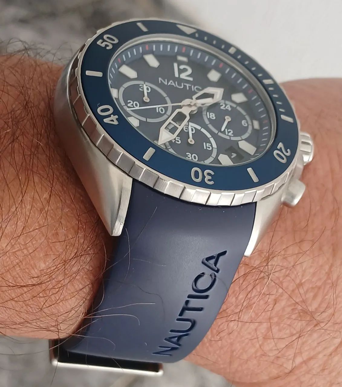 Relógio Nautica Chronograph Diver Azul - original belíssimo  - Foto 4