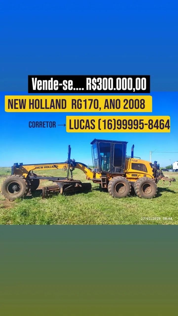 Motoniveladora New Holland RG170 - Ano 2008