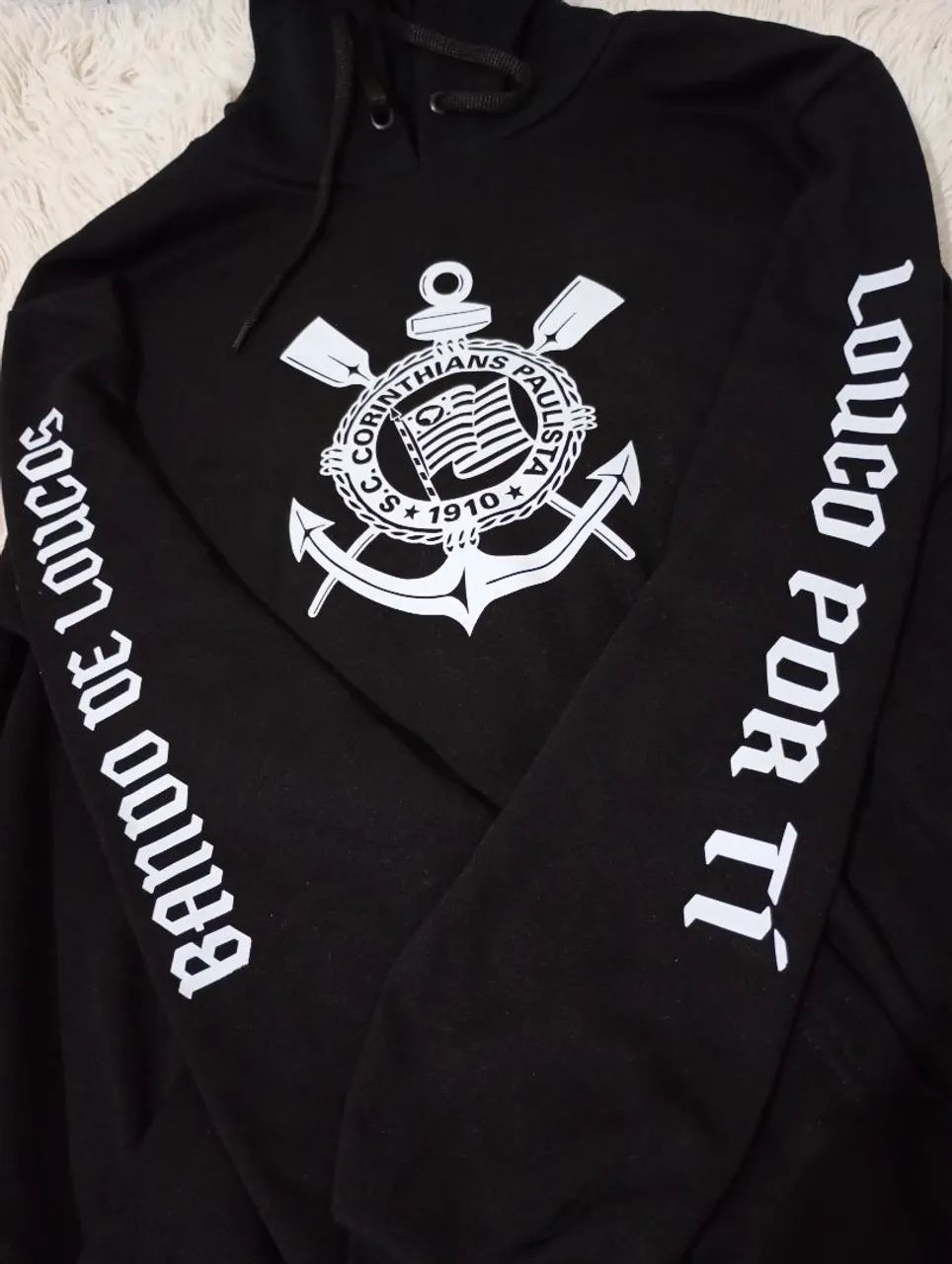 Moletom Corinthians Preto Bando de Loucos Roupas Encruzilhada