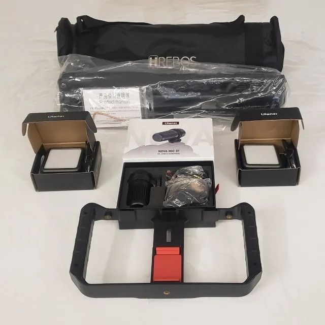 Kit Vlogging Profissional com Tripé HRebos, 2 Minis Led, Microfone e Estabilizador Ulanzi - Foto 2