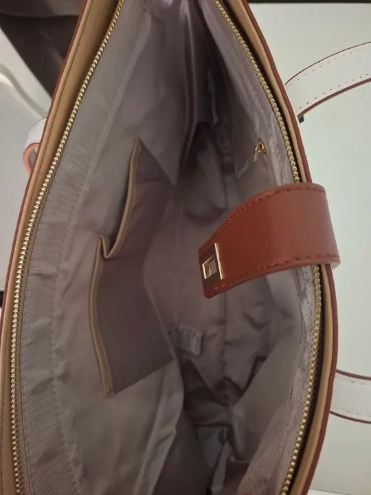 Bolsa de Ombro VistAvie Bege e Branca - Foto 4