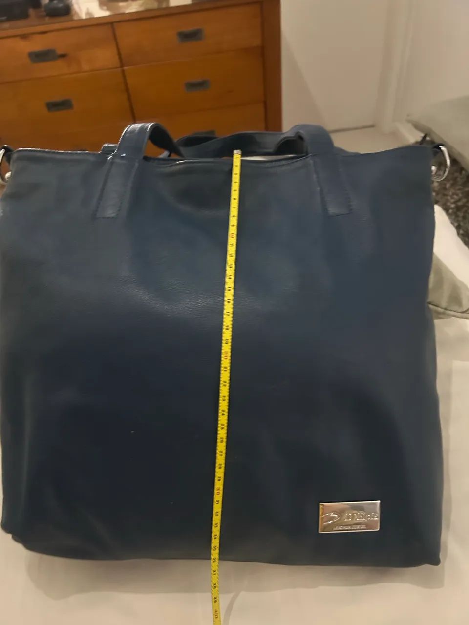 Bolsa couro legítimo azul  - Foto 5